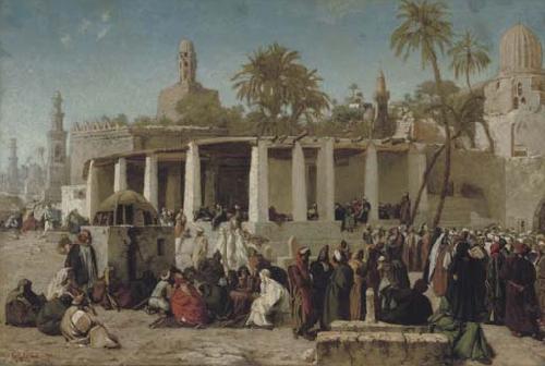 Wilhelm Gentz Crowds Gathering before the Tombs of the Caliphs oil painting picture